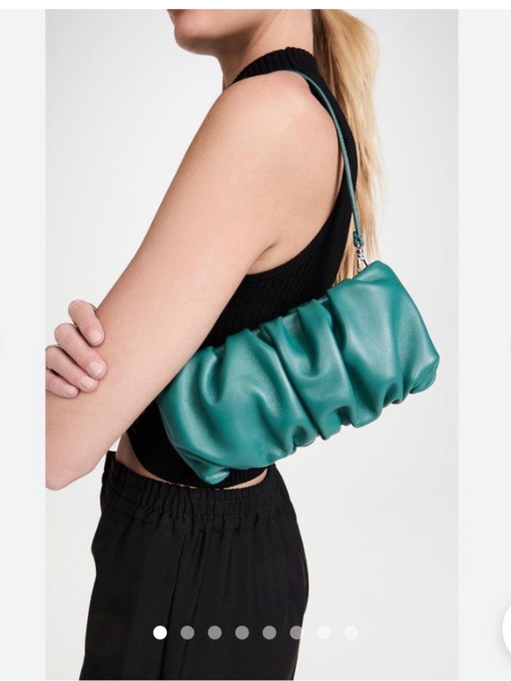 STAUD Teal Gathered Shoulder Bag